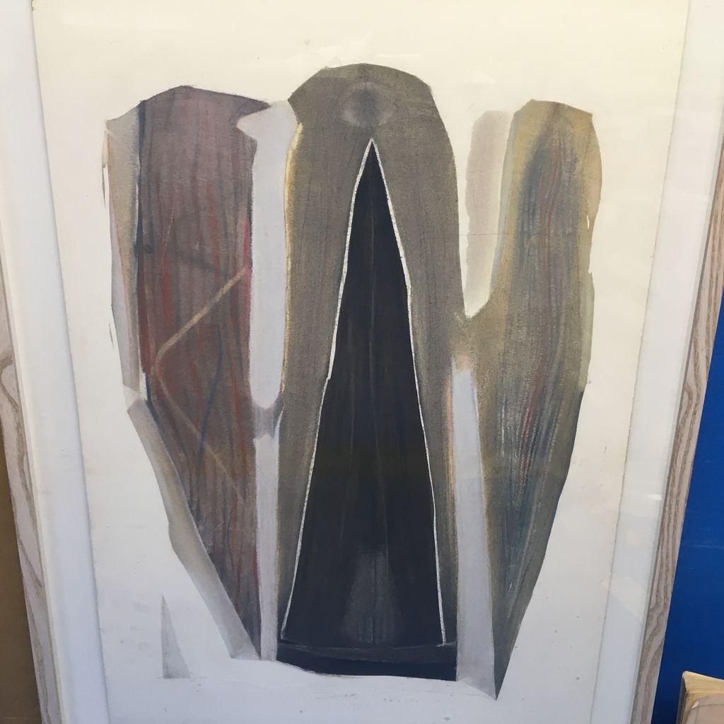 【不詳 Zahar Kameron 肉筆画20号大 抽象 サイン入 1991 額装】わかる方お願いします《真作》_画像2