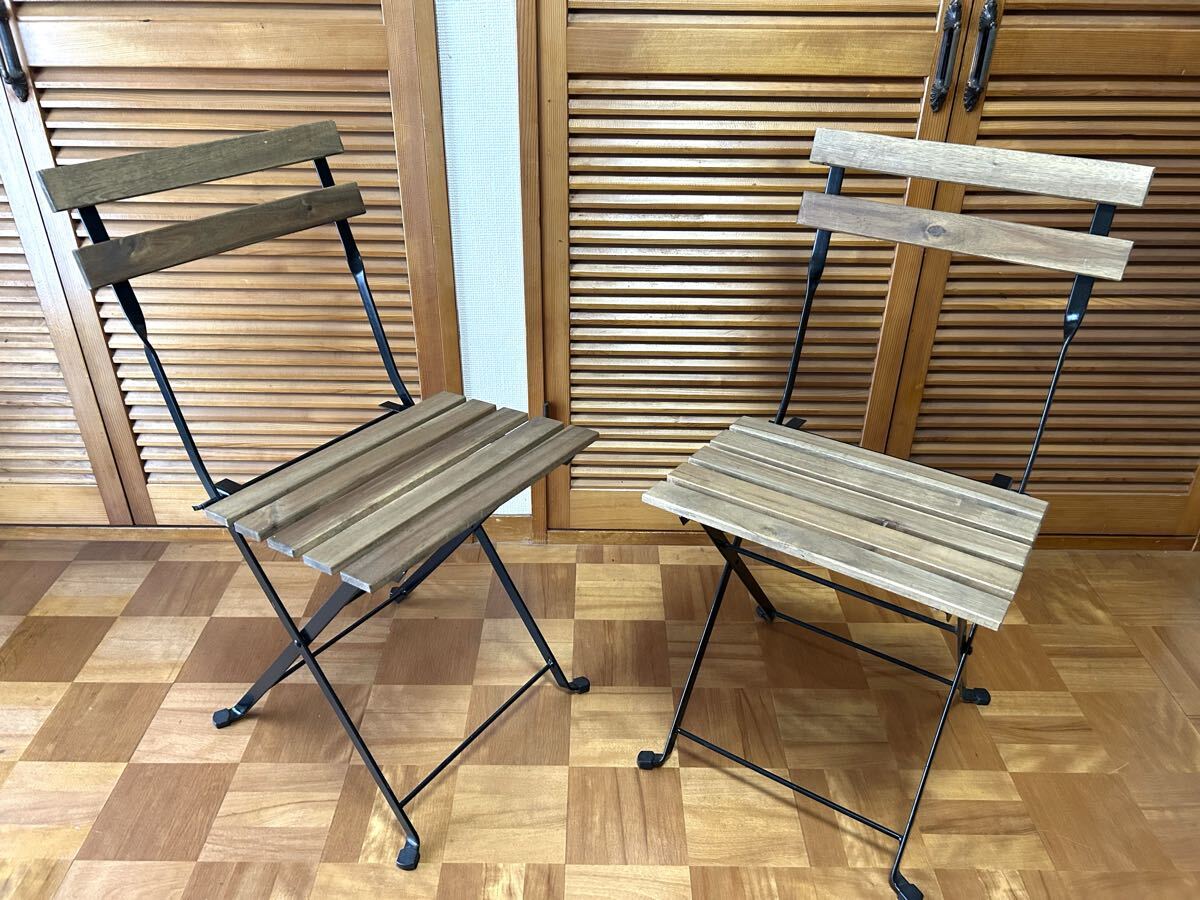 【直接引取 限定】IKEA イケア テルノー 屋外用 テーブル & チェア 2脚 ペア セット 椅子 折り畳み アウトドア バルコニー_画像5