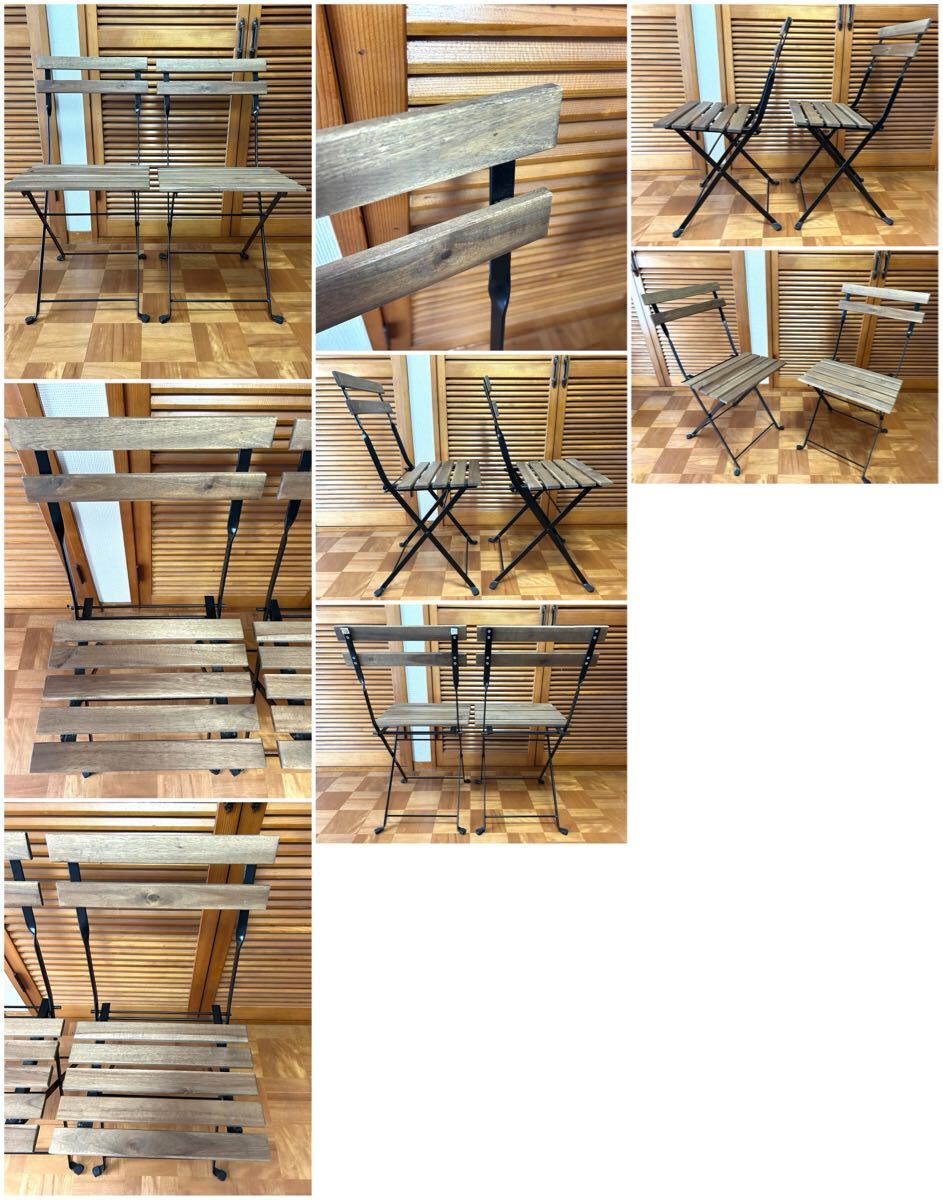 【直接引取 限定】IKEA イケア テルノー 屋外用 テーブル & チェア 2脚 ペア セット 椅子 折り畳み アウトドア バルコニー_画像7