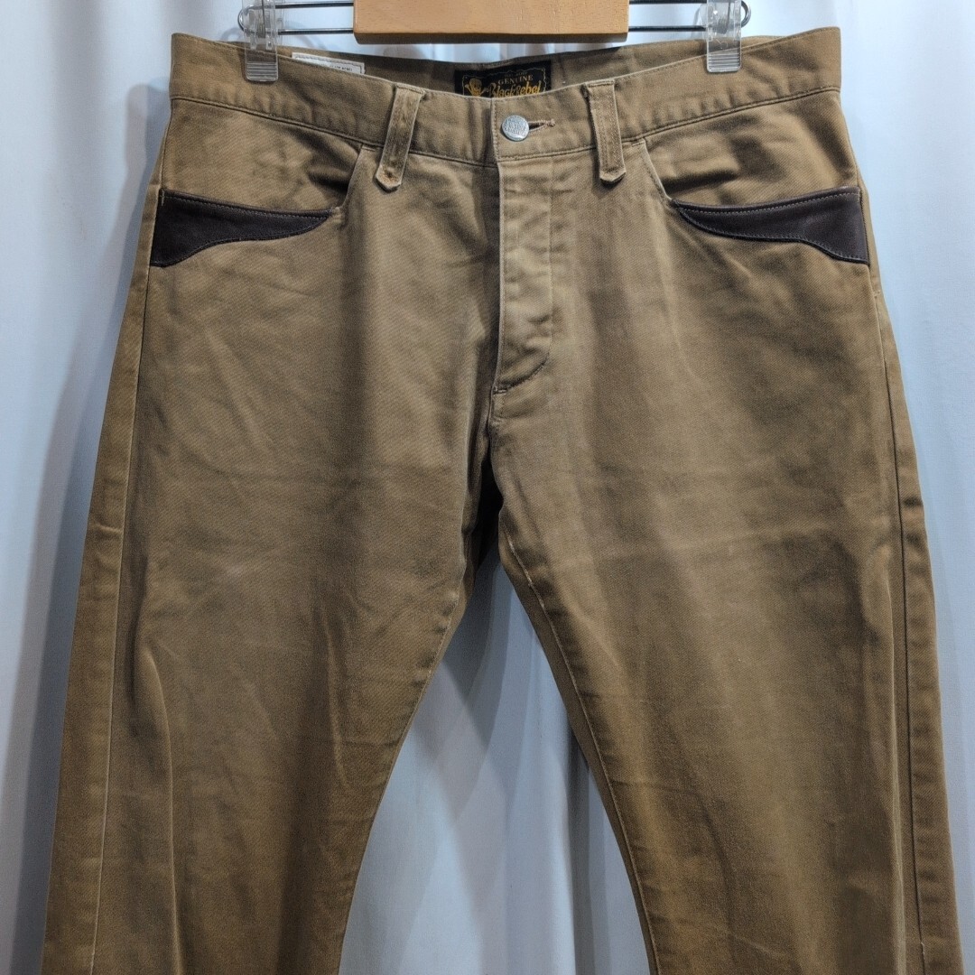 RUDE GALLERY ルードギャラリー コットン×レザー チノパンツ ベージュ L メンズ カラーデニム ボトムス 日本製/キャリー/クライミー_画像2