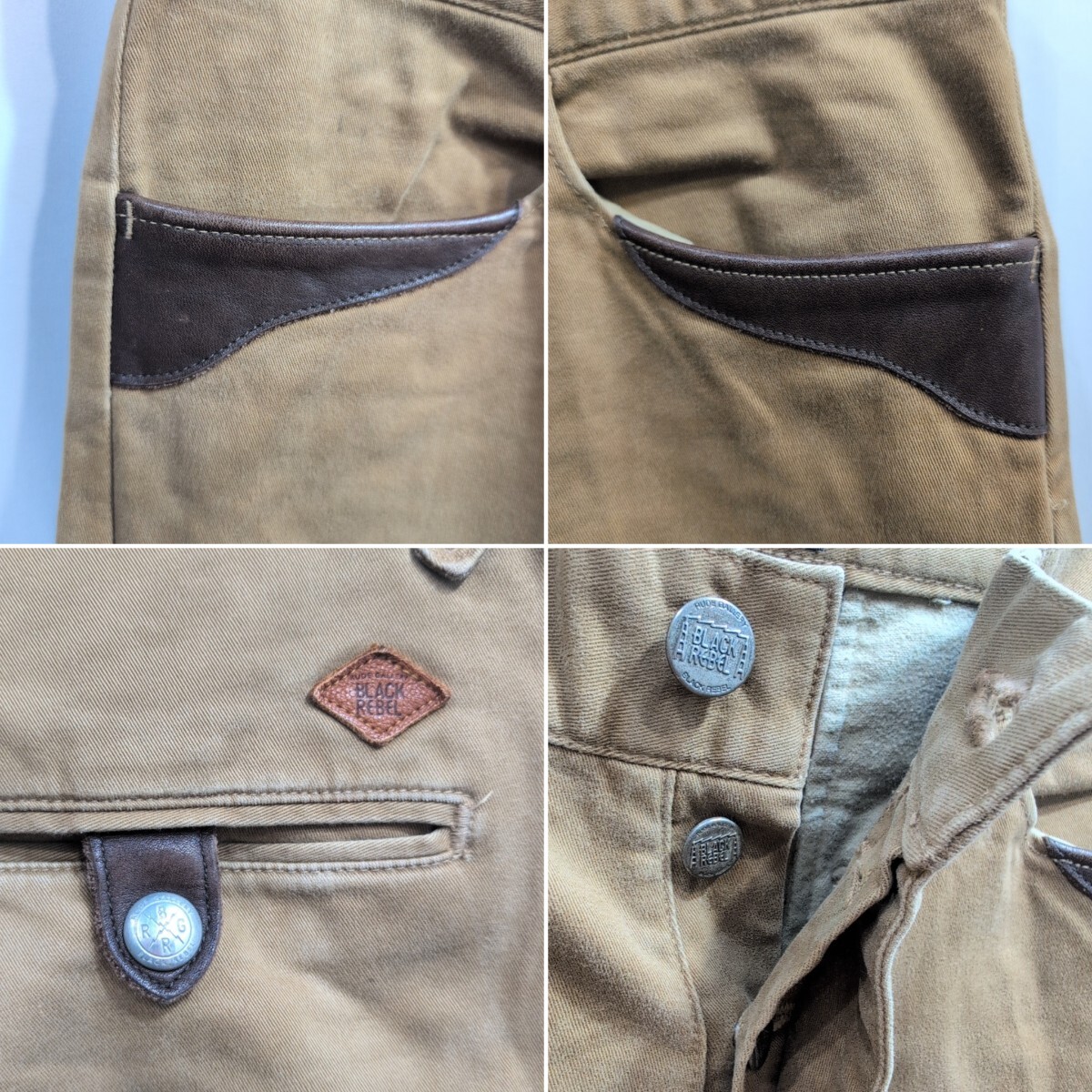 RUDE GALLERY ルードギャラリー コットン×レザー チノパンツ ベージュ L メンズ カラーデニム ボトムス 日本製/キャリー/クライミー_画像8