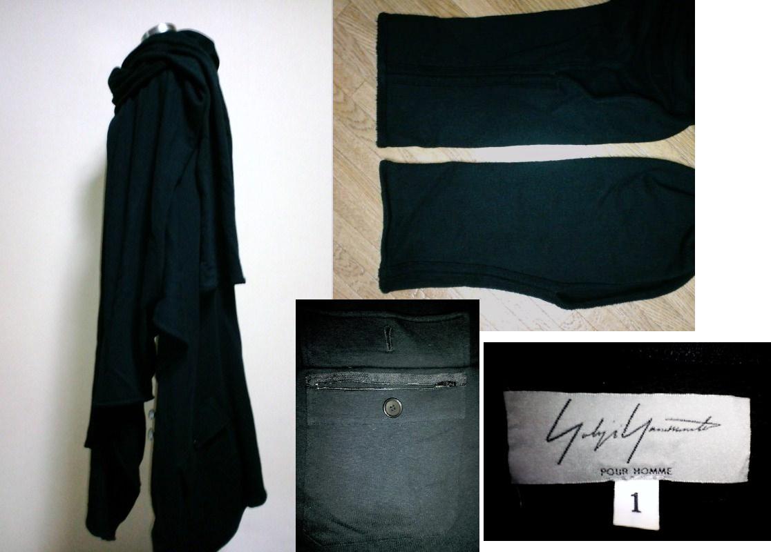 ヨウジヤマモト オム★スウェット素材 マントコート★黒_画像2
