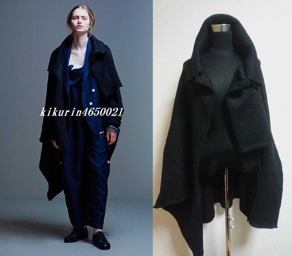Y's　ワイズ★変形ニットコート★黒★美品_画像1