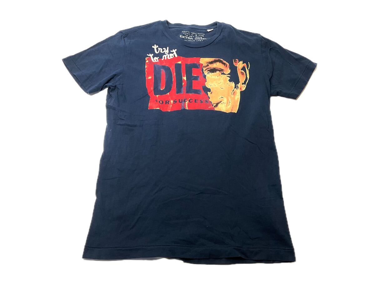 DIESEL ディーゼル 半袖Tシャツ ネイビー 紺色 プリント Tシャツ コットン サイズS 半袖シャツ 半袖トップス 送料185 円〜_画像1