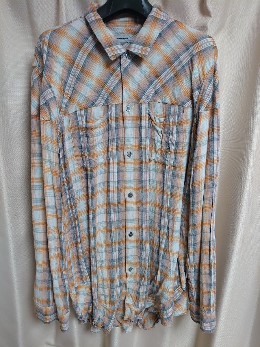 UNDERCOVER 12SS レーヨンチェックシャツ ベージュ系 3_画像1