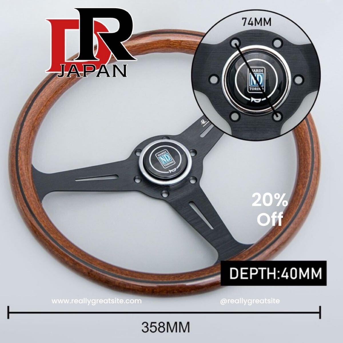 NARDI ナルディクラシック ウッド ポリッシュ ステアリング 車ハンドル14インチ_画像4