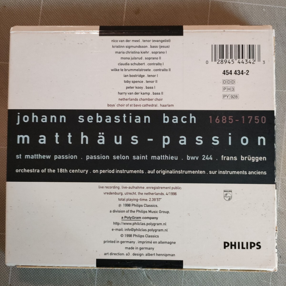 フランス・ブリュッヘン指揮、J.S.バッハ『マタイ受難曲』(3CD)_画像2