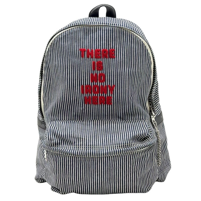 CELINE セリーヌ バックパック ホワイト×ブルー キャンバス 帆布 レディース 【中古】 22510K452_画像1