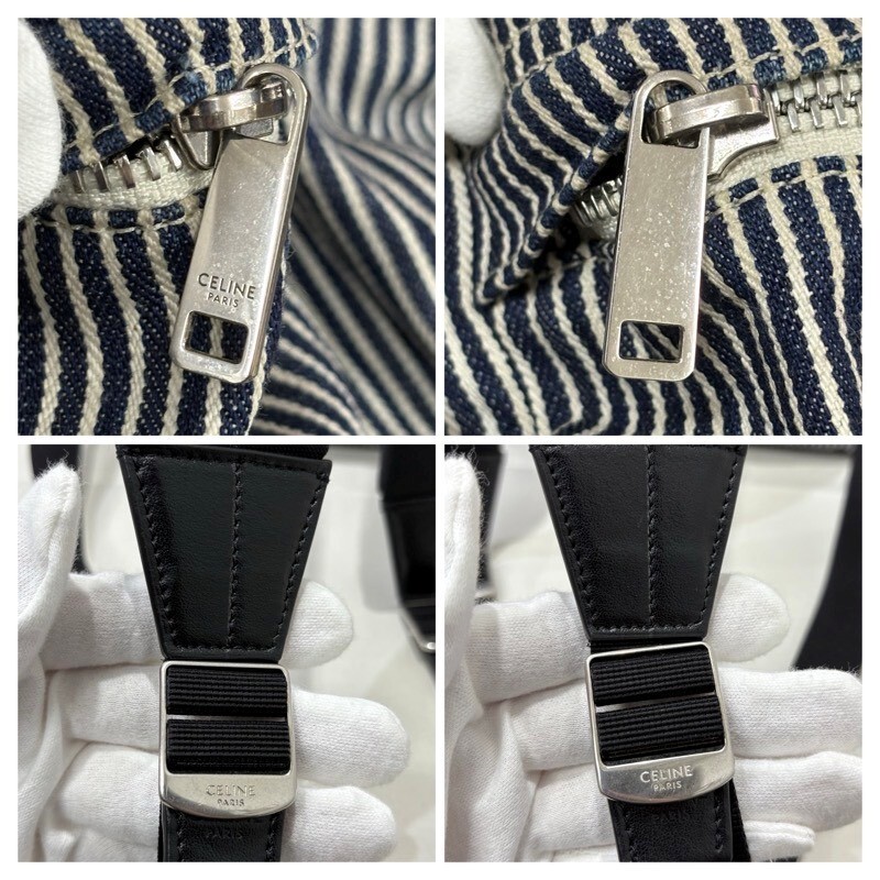 CELINE セリーヌ バックパック ホワイト×ブルー キャンバス 帆布 レディース 【中古】 22510K452_画像6