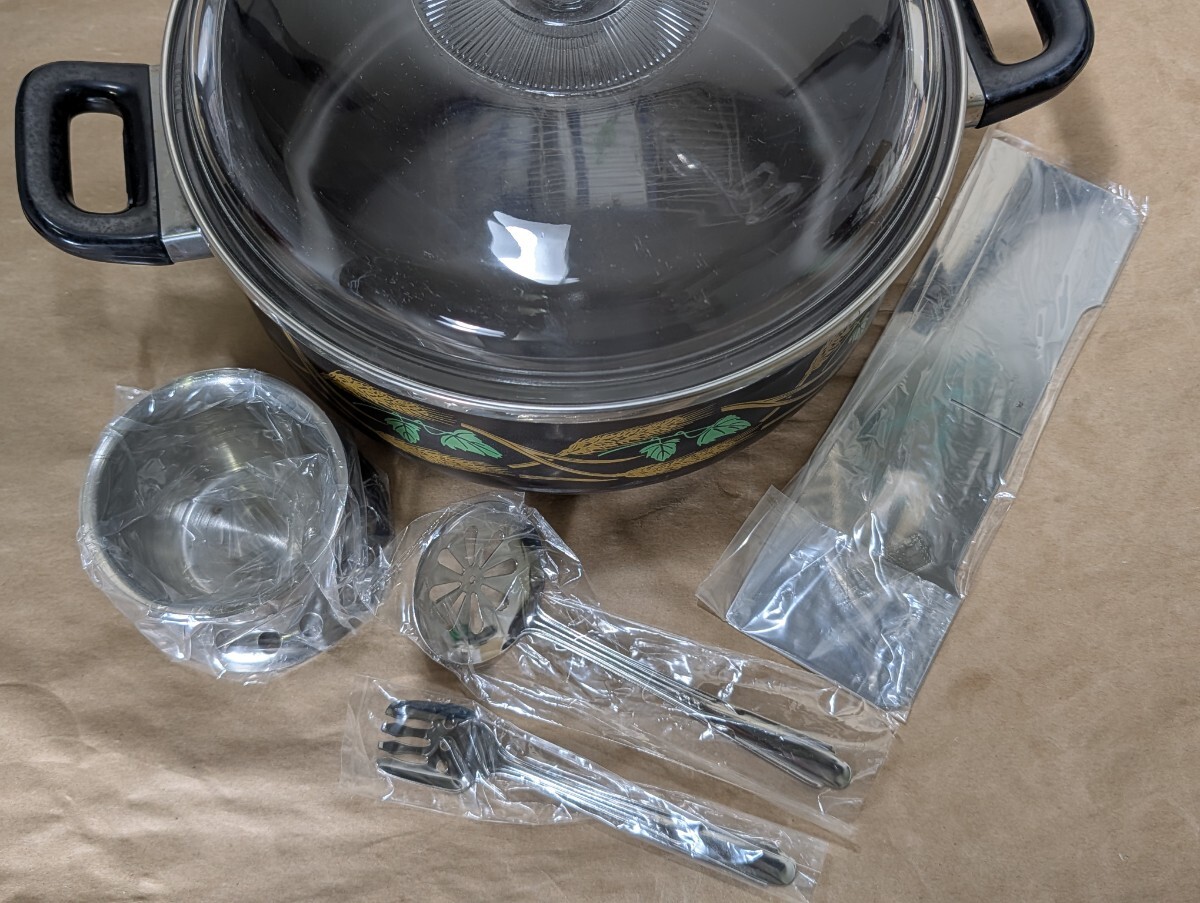 ブラウン ジャンボ 湯豆腐鍋セット 26.5cm 未使用箱入 〔まとめて取引がお得⇒追加送料無し〕/両手鍋/_画像3