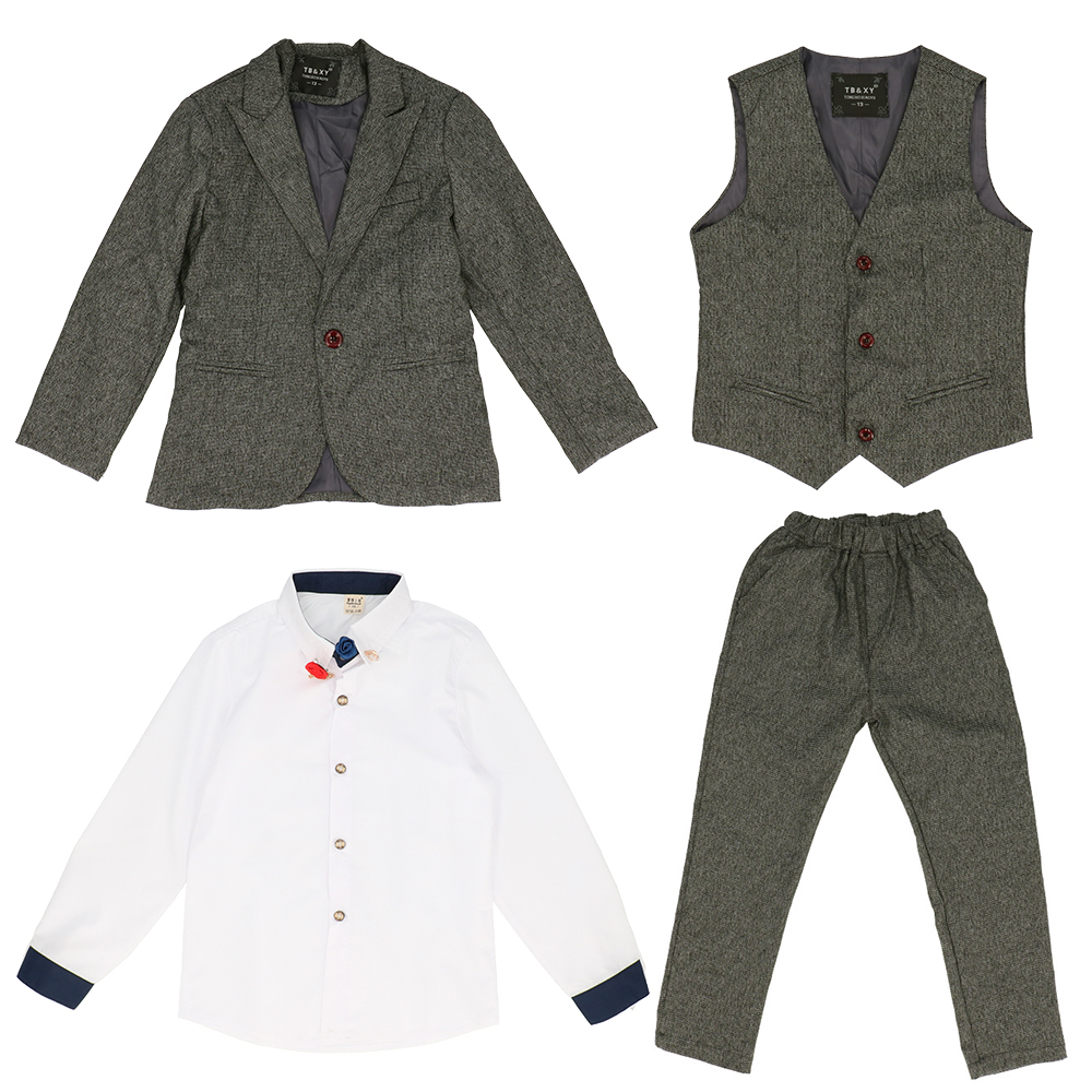☆ グレー ☆ 140cm 【訳アリ商品】 フォーマル 男の子 通販 キッズ スーツ 卒園式 入学式 卒業式 入園式 ジャケット シャツ ベスト パン_画像1