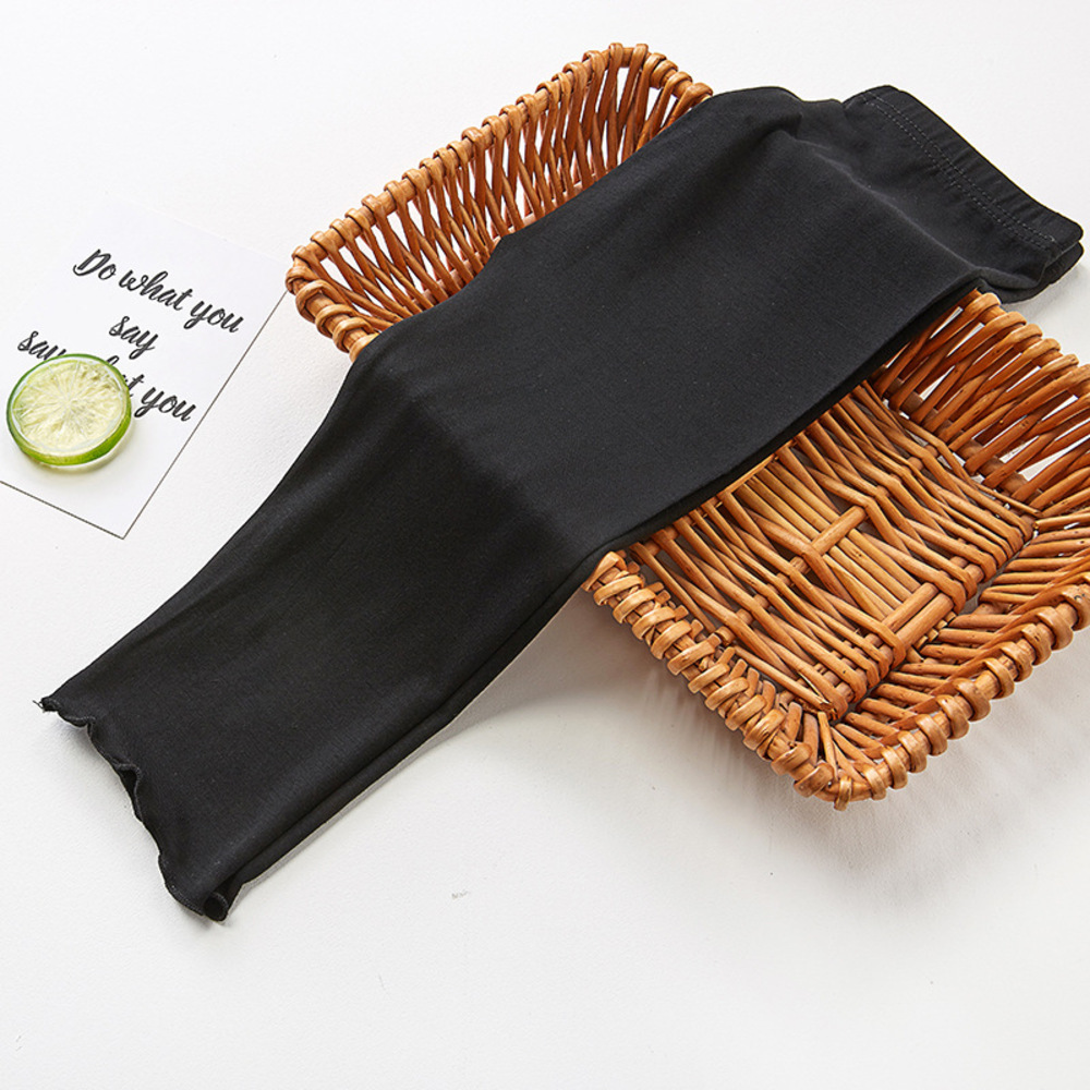 ☆ ブラック ☆ 140cm ☆ フリルキッズレギンス 7分丈 yklgi7 キッズ レギンス 7分丈 フリル付き スパッツ 薄手 UVカット 無地 子供 こども_画像1