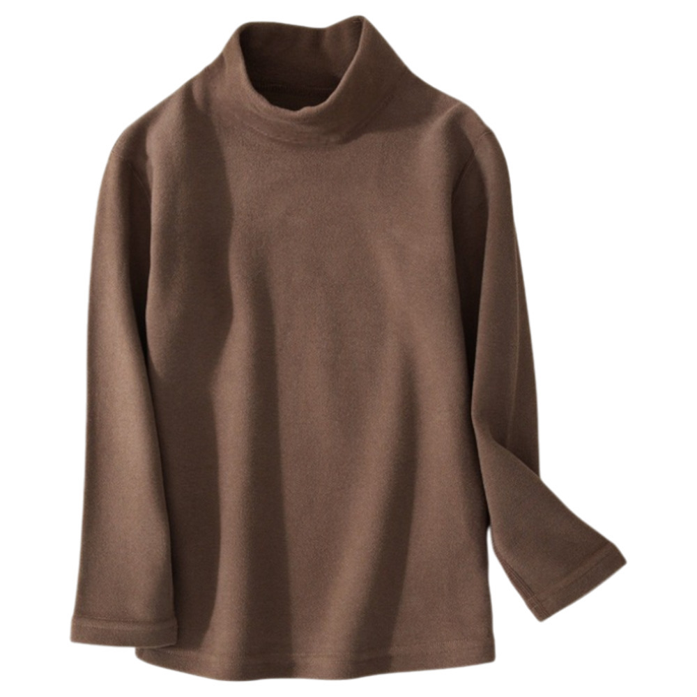 ☆ ブラウン ☆ 100cm ☆ 裏起毛ハイネック トップス キッズ 女の子 トップス キッズ 長袖 ハイネック キッズトップス 長袖Tシャツ_画像1