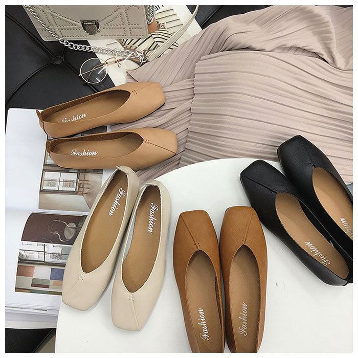 ☆ ブラウン ☆ 39(24.5cm) ☆ パンプス lynanakg1 パンプス フラット スクエアトゥ フラットシューズ ヒール ぺたんこ ペタンコ_画像5