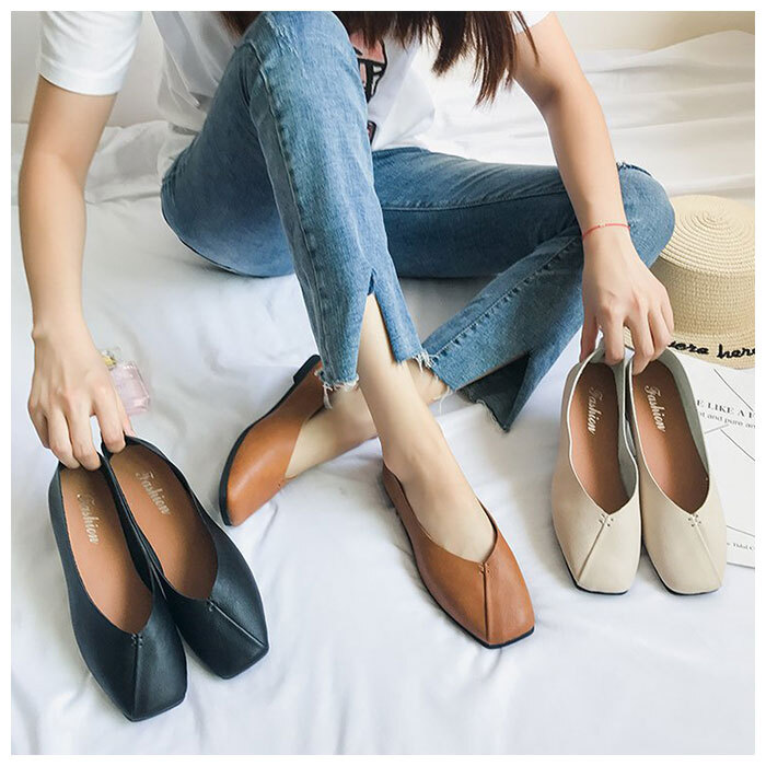 ☆ ブラウン ☆ 39(24.5cm) ☆ パンプス lynanakg1 パンプス フラット スクエアトゥ フラットシューズ ヒール ぺたんこ ペタンコ_画像6