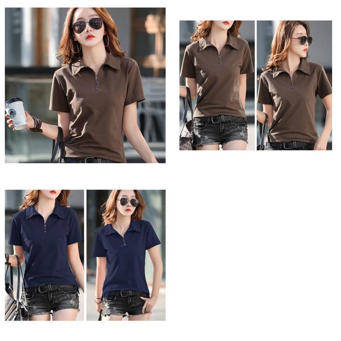 ☆ ブルー ☆ M ☆ ポロシャツ カットソー yktmy6658 ポロシャツ レディース 半袖 ｔシャツ Ｔシャツ カットソー 襟付き 無地 春夏_画像7