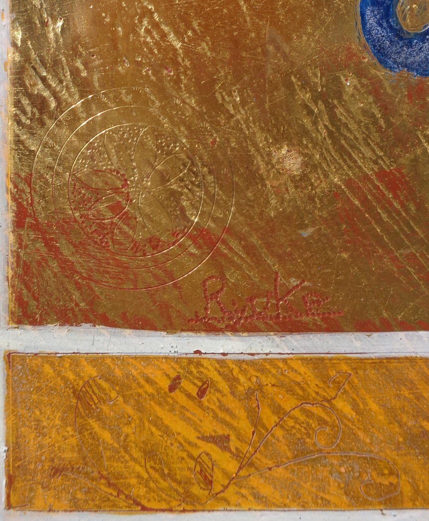 真作保証 髙田龍子『カーネーション』10号 黄金テンペラの世界～個展☆三越☆東急☆東武百貨店など 人気作家 高田龍子_画像4