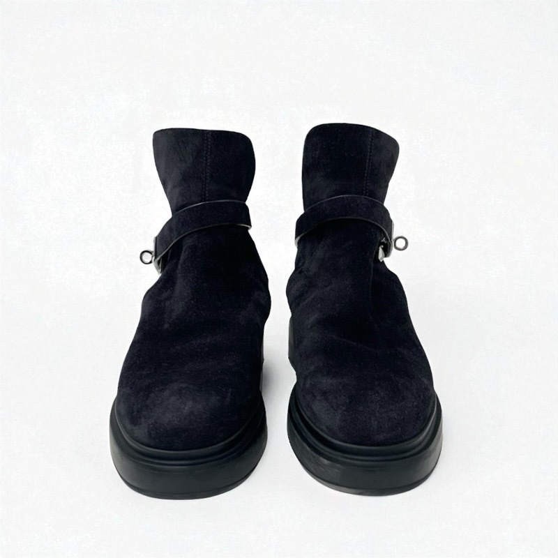 エルメス HERMES ヴェオ ブーツ ショートブーツ 靴 シューズ スエード ムートン ブラック 黒 シルバー ケリー金具_画像2