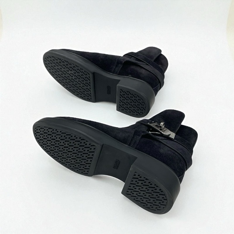 エルメス HERMES ヴェオ ブーツ ショートブーツ 靴 シューズ スエード ムートン ブラック 黒 シルバー ケリー金具_画像6