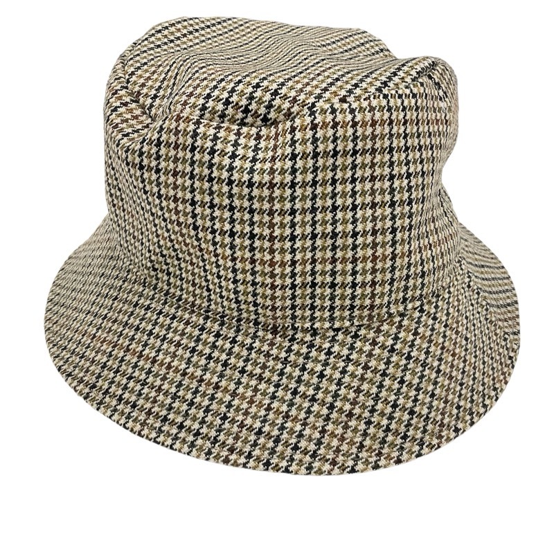 セリーヌ CELINE 帽子 ウール ブラウン系 ロゴ 千鳥格子 バケットハット_画像3