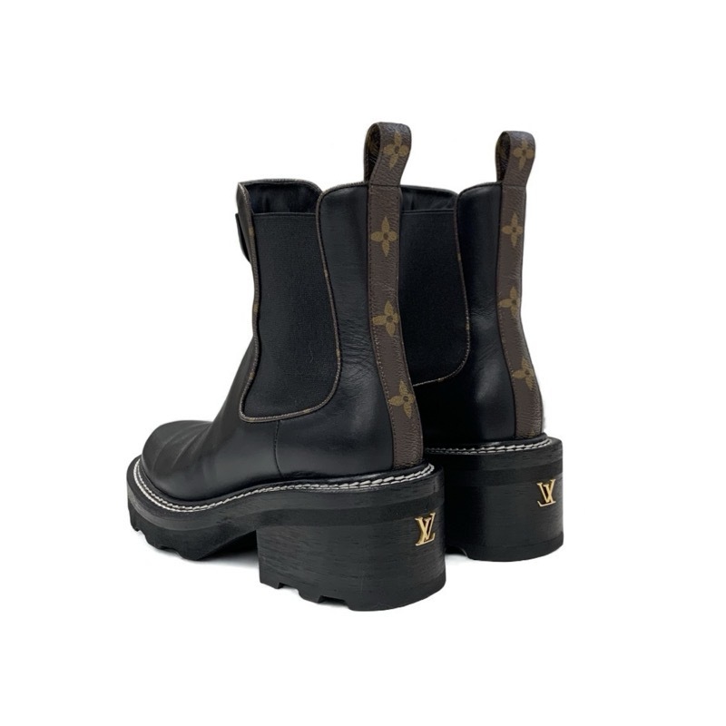ルイヴィトン LOUIS VUITTON ボブールライン ブーツ ショートブーツ 靴 シューズ レザー ブラック ブラウン LVロゴ モノグラム_画像4