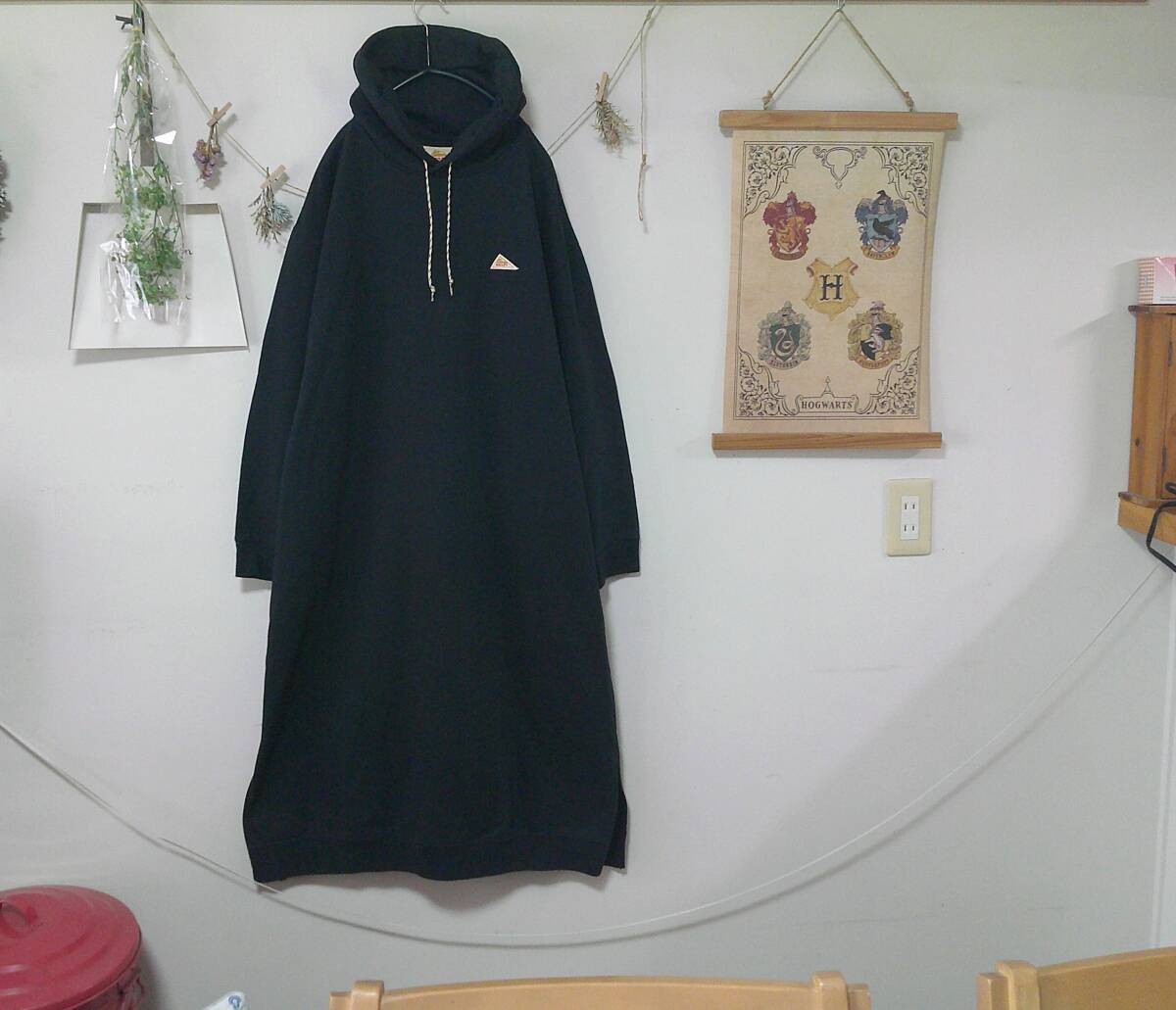  状態良　KELTY コラボ　トレーナー素材ワンピ　裏起毛　黒_画像1