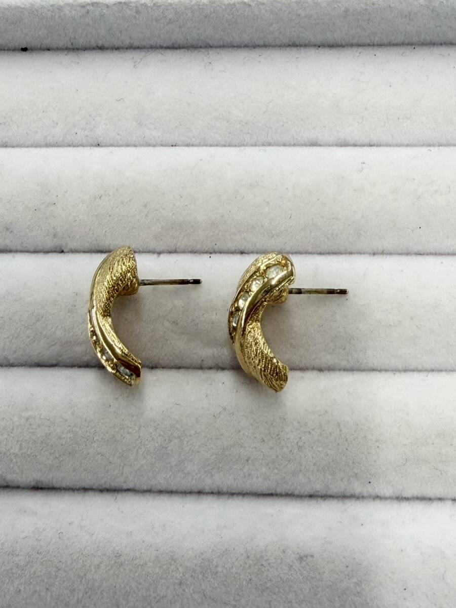 〇Christian Dior ピアス ラインストーン ゴールド ディオール 中古_画像7