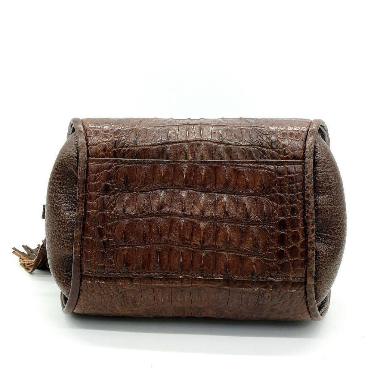  прекрасный товар редкий IBIZA ручная сумочка GENUINE CROCODILE SKIN крокодил натуральная кожа темно-коричневый ibi The ibisa экзотический кожа Crown 