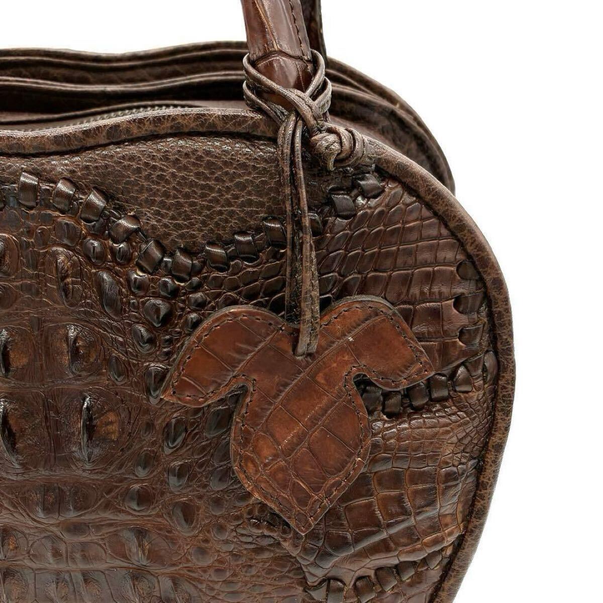  прекрасный товар редкий IBIZA ручная сумочка GENUINE CROCODILE SKIN крокодил натуральная кожа темно-коричневый ibi The ibisa экзотический кожа Crown 
