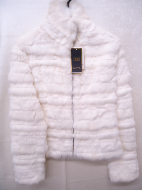 【KCM】kgw-10★ワケあり未使用品★【River Valley】レディース　ラビットファー ジップアップブルゾン　オフホワイト系_画像1