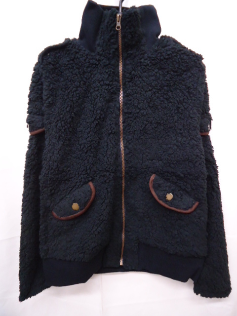 【KCM】sta-353★未使用品★【Pia Nicool】レディース　もこもこボア＆リブ　ジップアップブルゾン　ブラック系　サイズ M_画像1