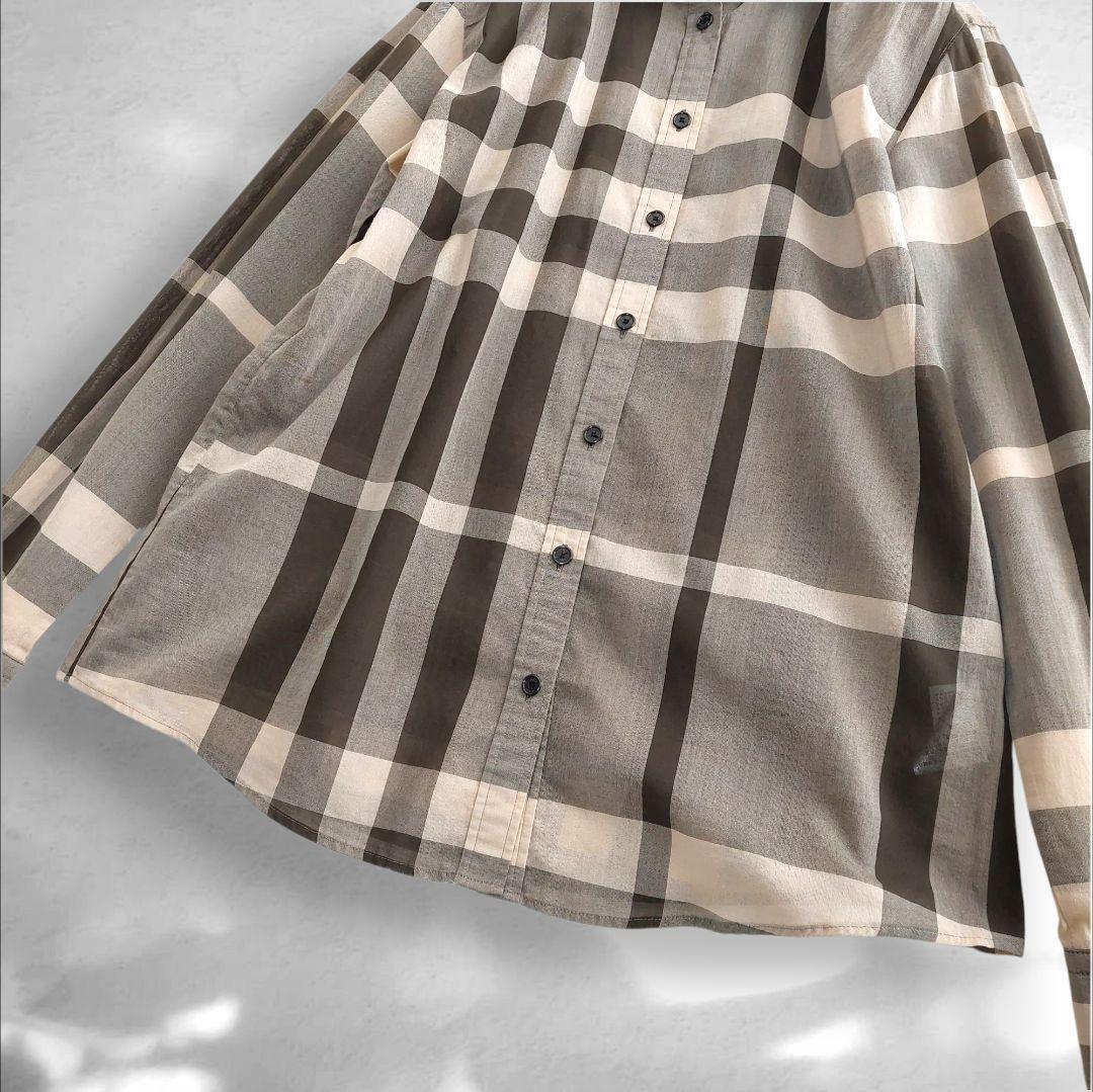 【美品】バーバリーロンドン メガチェック ギャザーシャツ 長袖 大きめ 大人気 BURBERRY LONDON 長袖 希少 ノバチェック_画像4