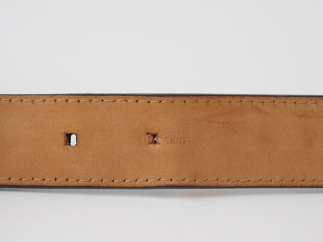 ルイ ヴィトン ベルト サンチュール 95cm ブラック メンズ レザー 透かし柄 カジュアル シルバーバックル LOUIS VUITTON 中古_画像7