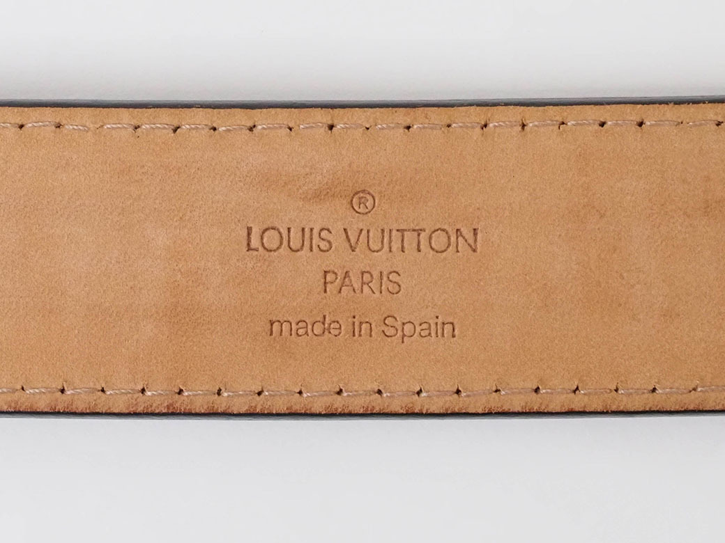ルイ ヴィトン ベルト サンチュール 95cm ブラック メンズ レザー 透かし柄 カジュアル シルバーバックル LOUIS VUITTON 中古_画像8