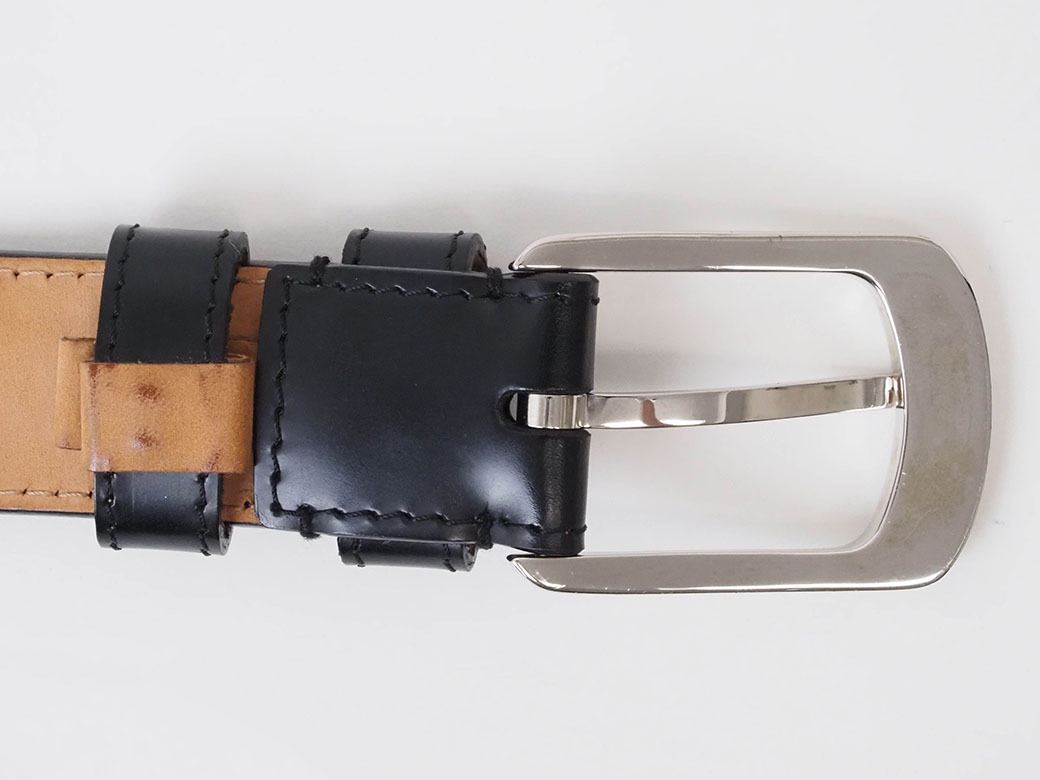 ルイ ヴィトン ベルト サンチュール 95cm ブラック メンズ レザー 透かし柄 カジュアル シルバーバックル LOUIS VUITTON 中古_画像9