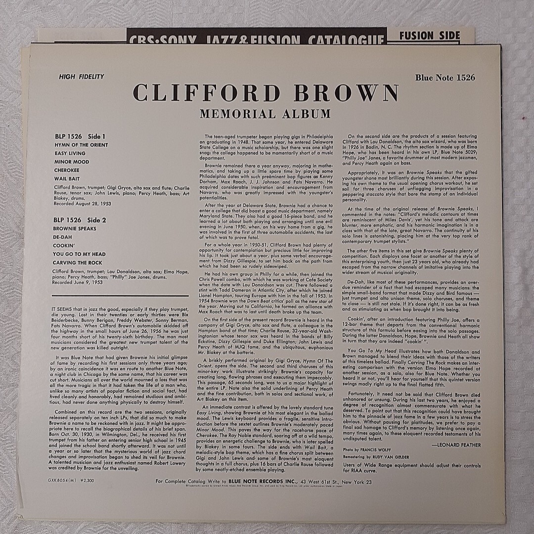 s547 memorial album Clifford Brown LPレコード 日本盤、日本語解説付き_画像2