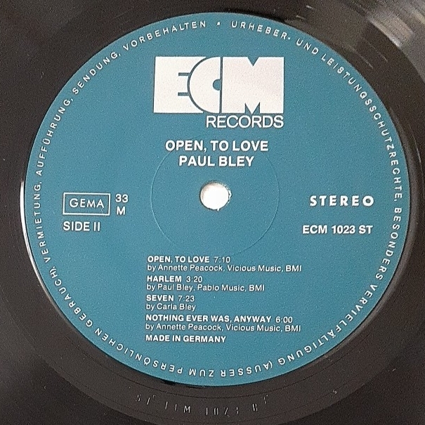 s612 Open to love Paul Bley LPレコード 西Germany盤_画像6