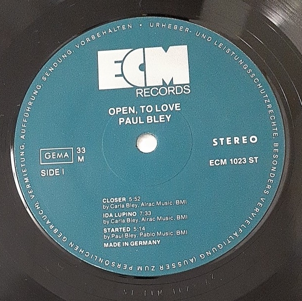 s612 Open to love Paul Bley LPレコード 西Germany盤_画像4
