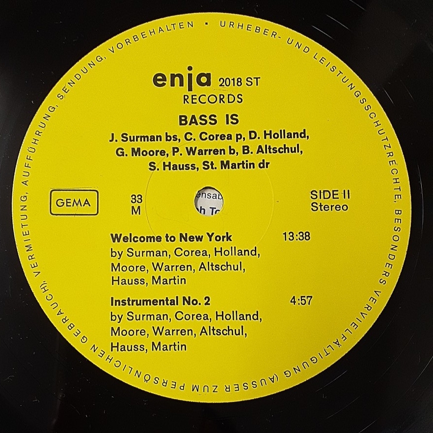 s626 BASS IS John Surman/Chick Corea/Dave Holland/Jame Faunt/Peter Warren/Barry Altschul/Steve Hauss他LPレコード 西独盤_画像10