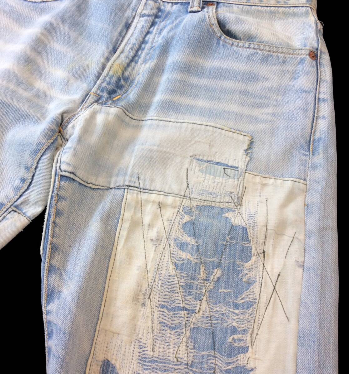 BLUE BLUE ブルーブルー デニム パンツ ジーンズ ヴィンテージ/リメイク加工 ライトブルー 聖林公司 メンズ 1 W31_画像3