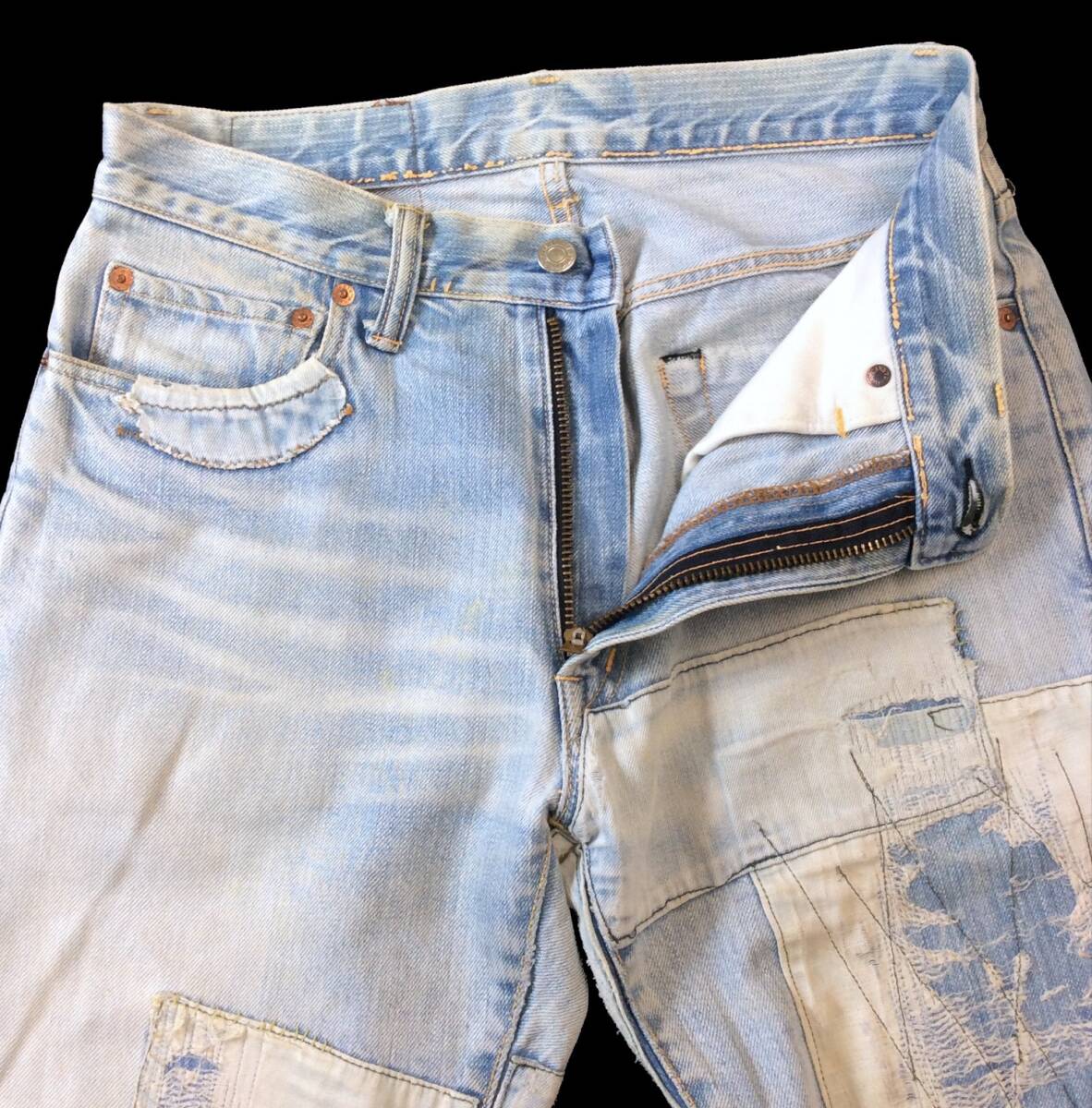 BLUE BLUE ブルーブルー デニム パンツ ジーンズ ヴィンテージ/リメイク加工 ライトブルー 聖林公司 メンズ 1 W31_画像2