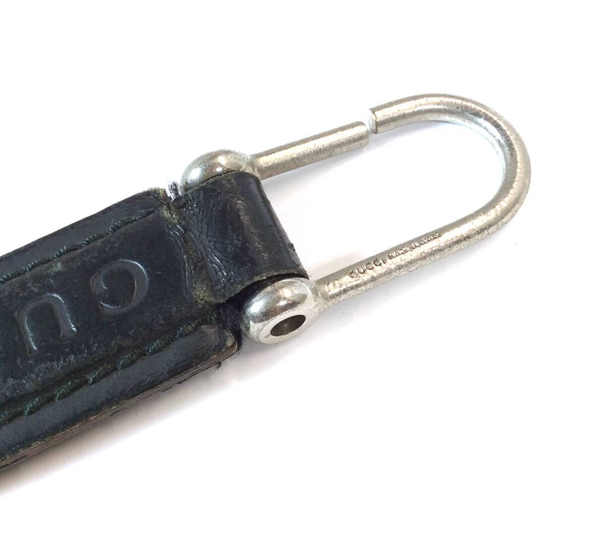 GUCCI グッチ レザー ロゴ キーホルダー キーチャーム レザー 黒 ブラック イタリア製 送料250円_画像5