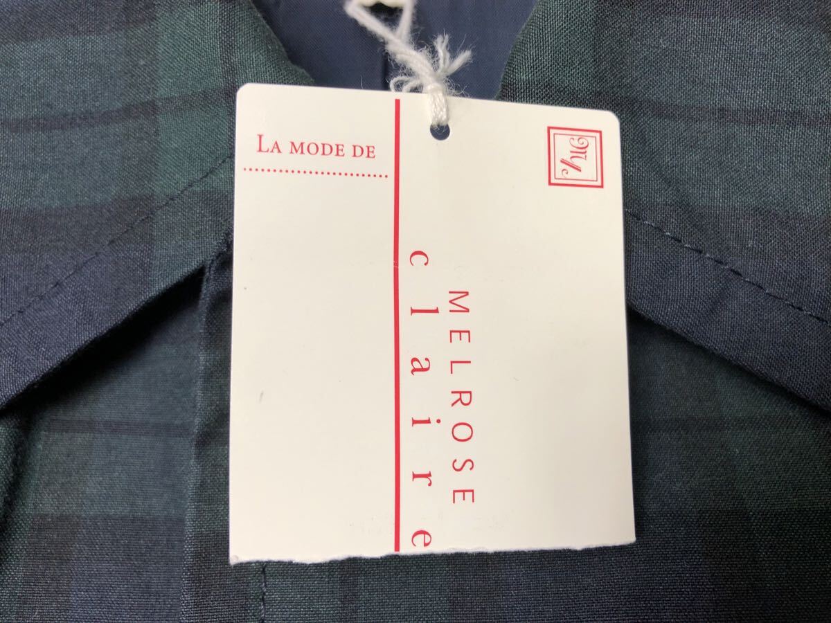 未使用タグ付き 定価17850円 メルローズ Claire タータンチェックステンカラーコート グリーンタータンチェック 緑 4サイズ _画像6