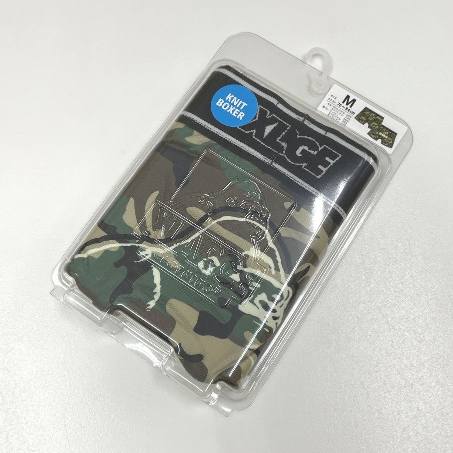 XLARGE /M/ グリーン系迷彩 ニットボクサー ブリーフ メンズパンツ下着 ブラックロゴ アンダーウェア アウトドアキャンプ エクストララージ_画像2