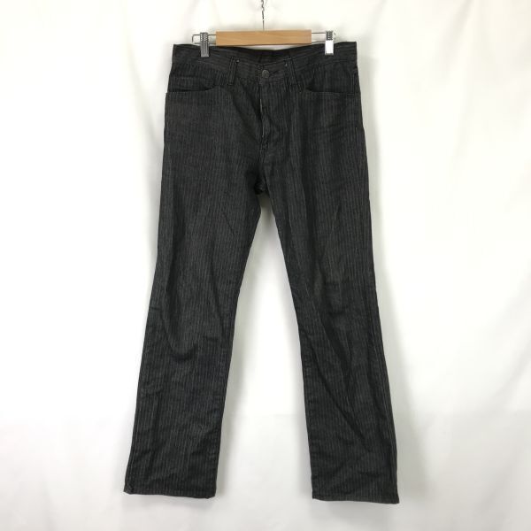 JUNMEN/ジュンメン★ストライプ/ブラックデニムパンツ/ジーンズ【メンズM/股下76cm/black/黒】カジュアル/Pants/Trouser◆BH635_画像1