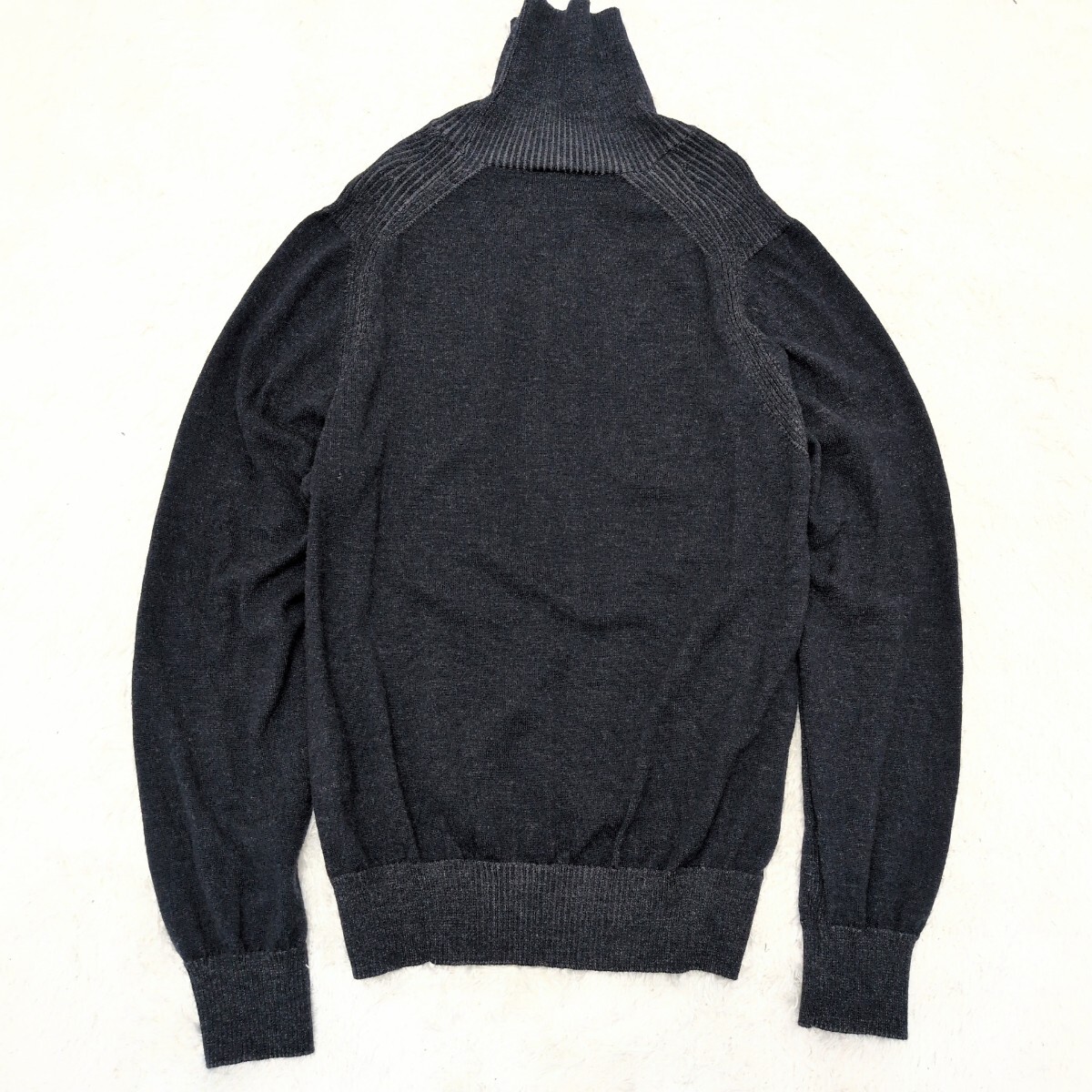 【XXL相当】アルマーニコレツォーニ ARMANI COLLEZIONI タートルネック 長袖 ニット セーター リブ ハイネック メンズ 染め感 ブラック 黒_画像4