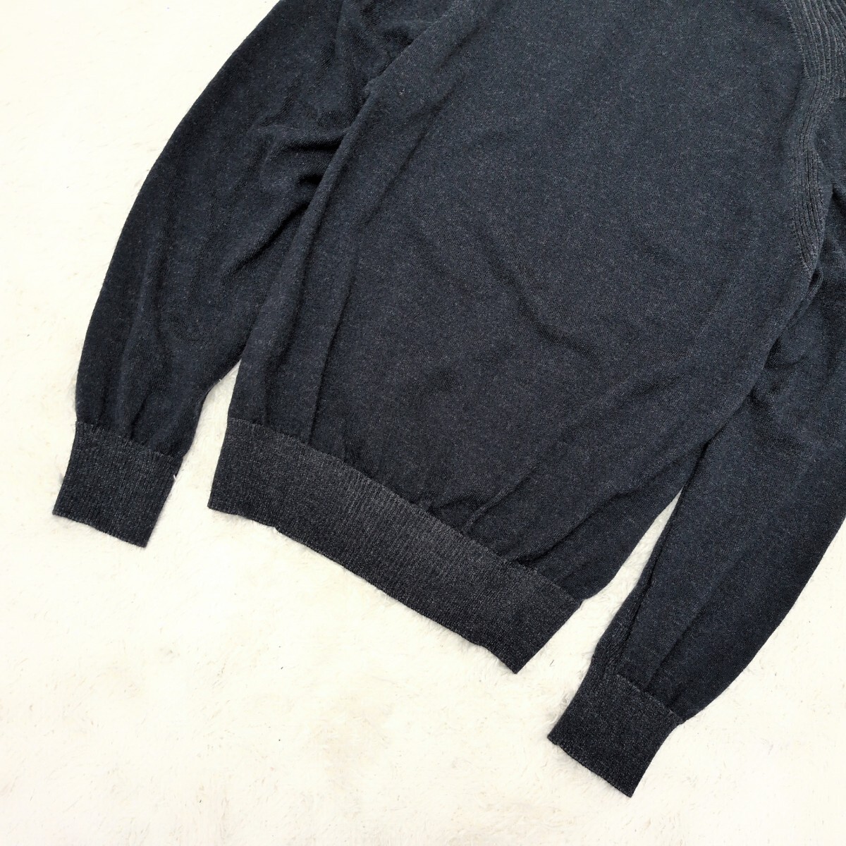 【XXL相当】アルマーニコレツォーニ ARMANI COLLEZIONI タートルネック 長袖 ニット セーター リブ ハイネック メンズ 染め感 ブラック 黒_画像6