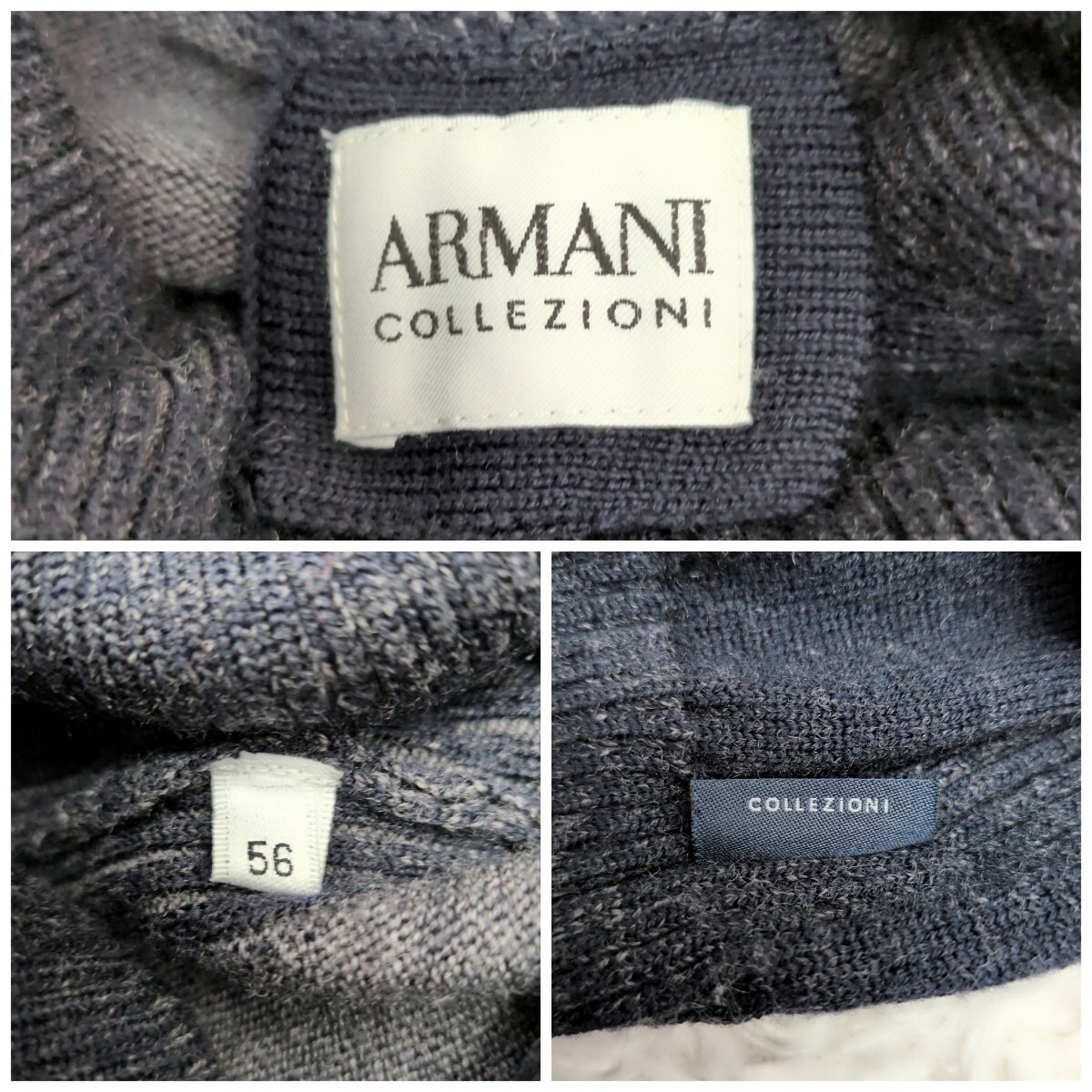 【XXL相当】アルマーニコレツォーニ ARMANI COLLEZIONI タートルネック 長袖 ニット セーター リブ ハイネック メンズ 染め感 ブラック 黒_画像8