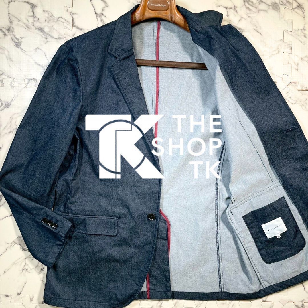 極美品/ストレッチ素材(XL)●TAKEO KIKUCHI タケオキクチ テーラード ジャケット デニム インディゴ 伸縮 グレー アンコン メンズ TK 秋冬_画像1