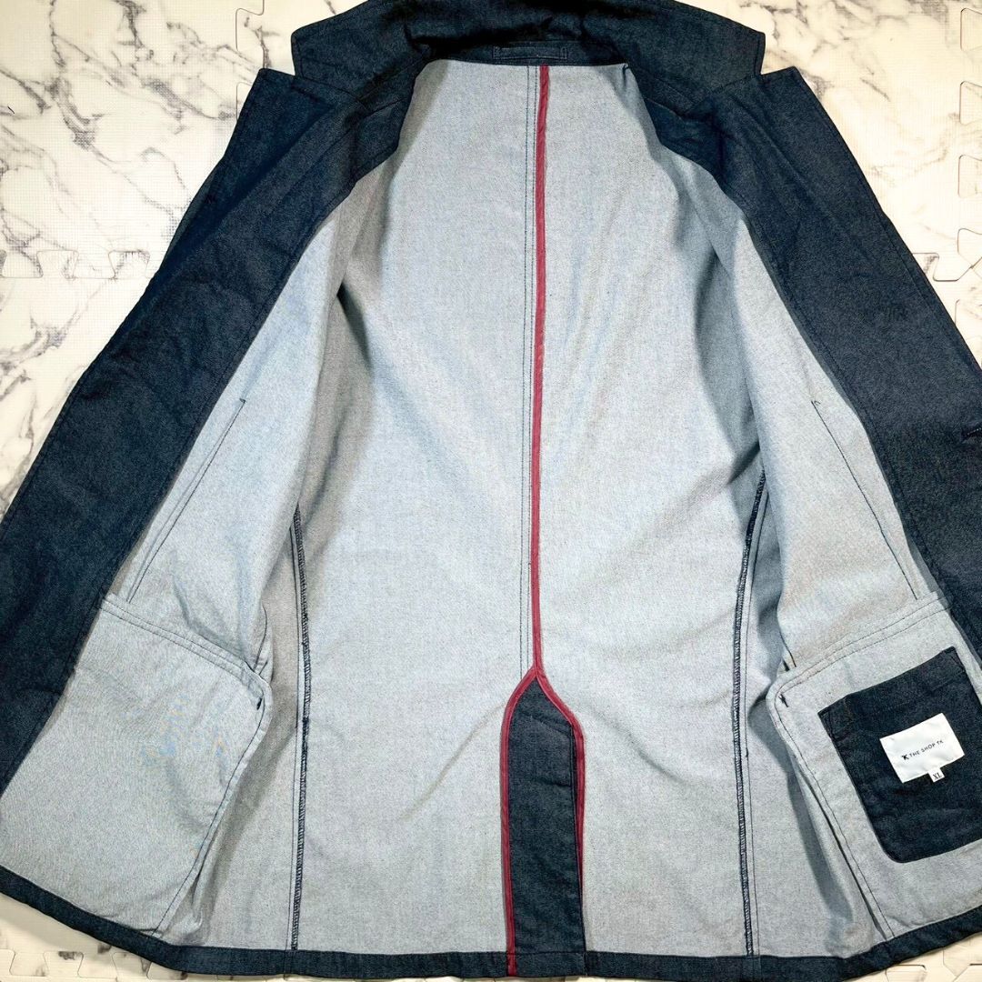 極美品/ストレッチ素材(XL)●TAKEO KIKUCHI タケオキクチ テーラード ジャケット デニム インディゴ 伸縮 グレー アンコン メンズ TK 秋冬_画像4
